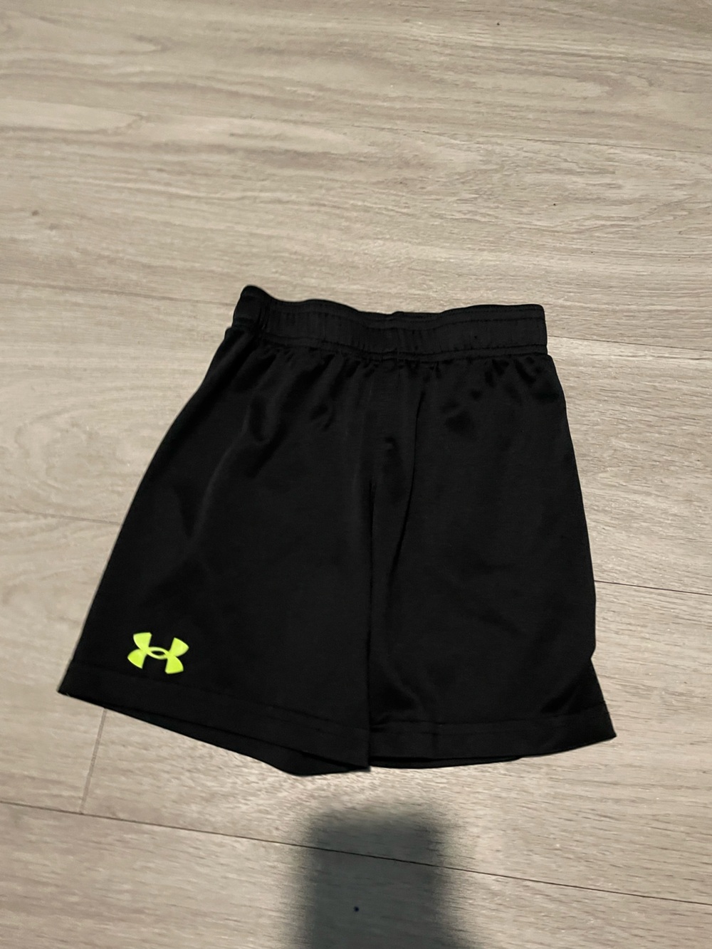 Under Armour Black Shorts with Neon Yellow Logo - Kids